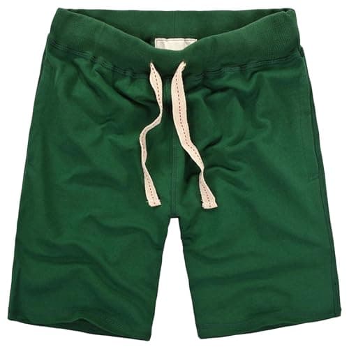 Image of Classic Cotton Sweat Shorts for Mens Casual Drawstring Elastic Waist Athletic Shorts with Green XX-Large