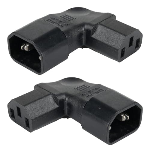 Image of C13 to C14 Connector IEC320 Adapter, 90 Degree Right Angle Kettle Lead Angled Adapter, IEC-Stecker C14 auf C13-Buchse, 250V 10A, Right Angle IEC Cable for PDU, Computer, HDTV (One left and one right)