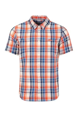 Image of Weird Fish Judd Short Sleeve Check Shirt Light Cream Size XL