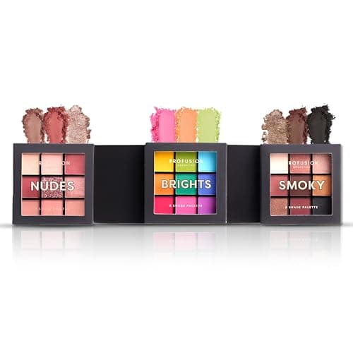 Image of Profusion Cosmetics Ultimate Collection, 3 Pc Multi Finish 9 Shade Eyeshadow Palette Collection for All Skin Tones, Achieve Attractive Eye Look with Versatile Matte and Shimmer Eyeshadow Palettes