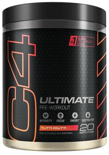 Image of C4 Ultimate Pre Workout Powder Tutti Frutti 20 Servings, 40 if Single Scooped | Zero Sugar Pre Workout with Caffeine 300mg, L Citrulline 7000mg, Beta Alanine 4800mg, Vitamins and Electrolytes