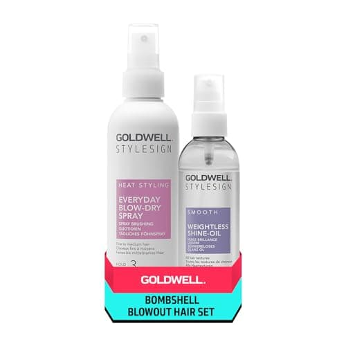 Image of Goldwell Bombshell Blowout hair set; StyleSign Everyday Blow-Dry Spray 200ml, Weightless Shine Oil 100ml