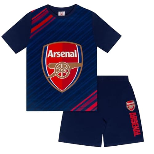Image of Arsenal FC Official Football Gift Boys Kids Short Pyjamas Navy 12-13 Years