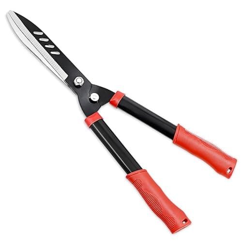 Image of 21” Carbon Steel Heavy Duty Hedge Shears – Garden Hedge Shear Clippers for Precision Cutting & Trimming of Bushes, Shrubs, and Hedges - Steel Handle with Comfortable ABS Grip