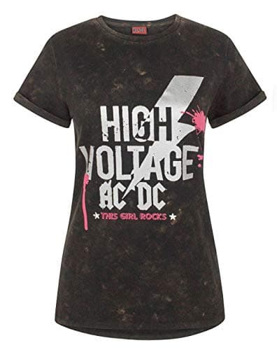 Image of AC/DC High Voltage Acid Wash Women's T-Shirt (L) Black