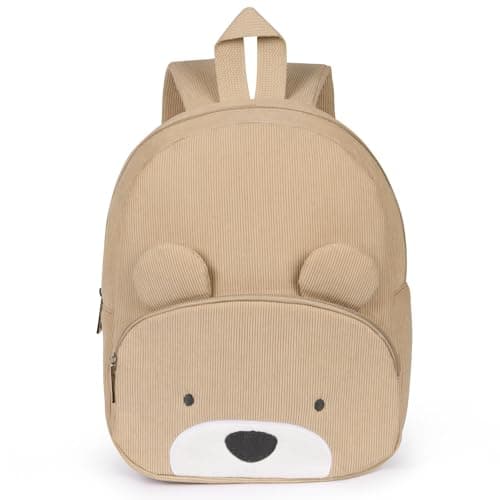Image of Aomig Kids Mini BackpackRucksack, Toddler Cartoon School Preschool Kindergarten Elementary Small Adjustable Corduroy Rucksack for School Travel(Cute Bear)