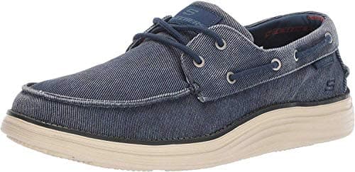 Image of Skechers Men's Status 2.0- Lorano Boat Shoes, Navy Canvas, 9 UK