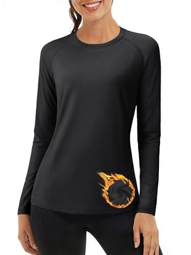 Image of TACVASEN Long Sleeve Tshirt Women Athletic Base Layers Thermal Long Sleeve Top Women Winter Thermal Sports Tops Black, M