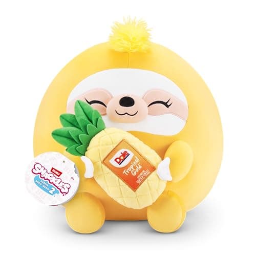 Image of Snackles, Series 2, Sloth (Dole, Pineapple), Plush Toy, Cuddly Squishy Comfort Plush with License Snack Brand Accessory, Medium (35 cm), Brown Box, (Sloth)