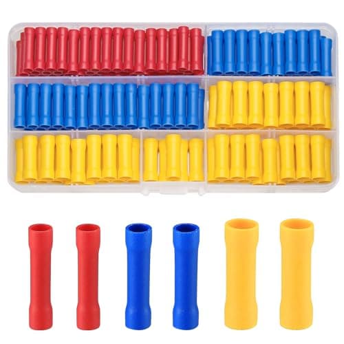 Image of Vwoqiy 150 Pcs Electrical Terminals Crimp Connectors, Electrical Wire Butt Connectors, Female & Male Insulated Cable Wire Crimp Connector Set - Blue/Red/Yellow (three-colour 150)