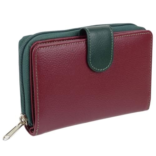 Image of Golunski Leather Ladies Zip-Around Medium Purse/Wallet - Red Multi