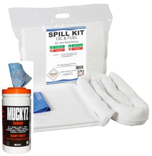 Image of 20 Litre Oil & Fuel Spill Kit – Portable Spill Control & Cleanup Solution for Workshops, Warehouses, Garages & Vehicles – Includes Free Mukyz Wipes