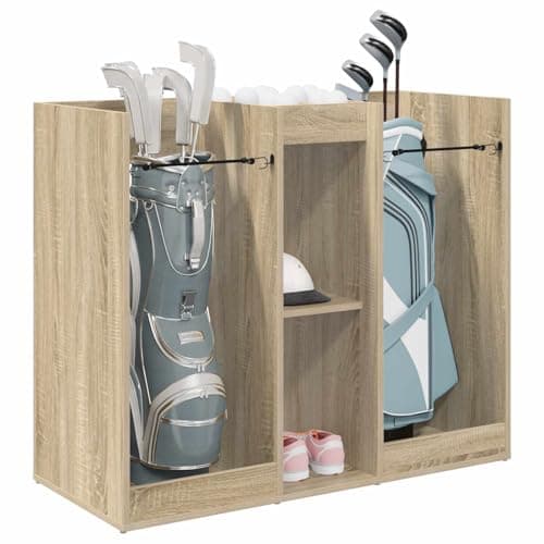 Image of vidaXL Golf Cabinet Plain Sonoma Oak 102 x 45 x 85.5 cm, Ample Storage Unit, Modern Golf Cabinet, Indoor Furniture, Rectangular Shelving, Functional Garage Organizer, Stylish Design