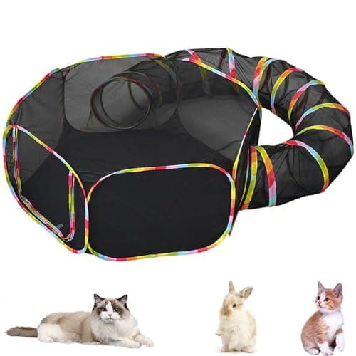 Image of Cat Tunnel,Collapsible Outdoor Rainbow Cat Enclosures Playground,rabbit tunnel,cat toys, Circle Cat Tunnel for Small Medium Pet Cats Dog and other small Animals,suitable for Indoor and Outdoor,gift
