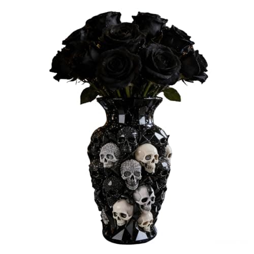 Image of Gothic Skull Planter 15cm – Resin Skeleton Vase for Indoor Plants, Unique Flower Pot for Fresh or Dried Blooms – Spooky Halloween Decor for Home Office Desk – Gothic Gift for Skull Lovers