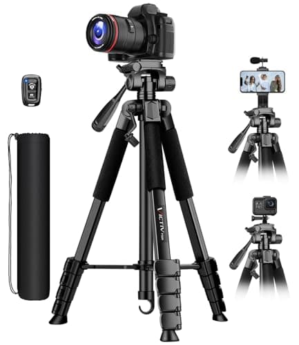 Image of Victiv 67.7" Camera Tripod, Camera Stand Lightweight Tripod for Smartphone with Detachable Head, Portable Travel DSLR Tripod for Canon/Nikon/Sony/Fuji