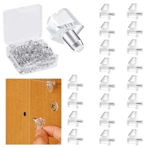 Image of 20 Pack 5mm Shelf Support Pegs, Clear Plastic Replacement Pins,Support Cabinet Shelf Pins,for Cabinet, Bookshelf, and Furniture