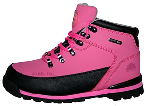 Image of Ladies, Womens, Groundwork Steel Toe-cap Lace-up Safety Work Boots Sizes 3-8 (6 UK, Fushia, numeric_6)