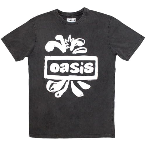 Image of Oasis Band Logo Splat Limited Edition 999 Only Premium Wash T Shirt XL Charcoal