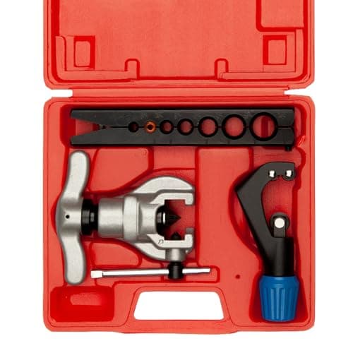 Image of Wostore Eccentric Flaring Tools Set and Tube Cutter Kit for 7 Dies Sizes 3/16-3/4inch Refrigeration HVAC 45 Degree Heavy Duty