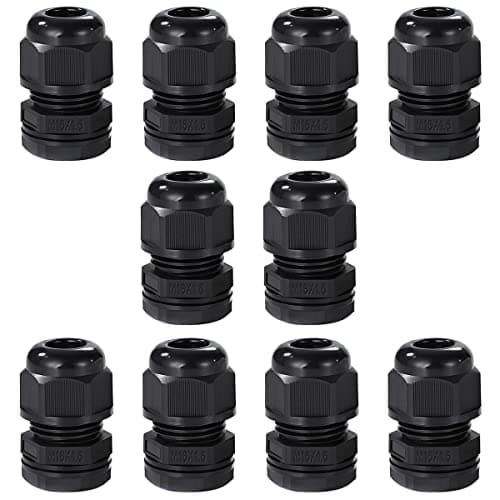 Image of Meccion M16 Cable Gland 10 Pack IP68 Waterproof Nylon Cable Connectors with Locknut and Washer, Suitable for 4mm - 8mm Cables