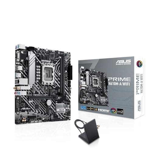 Image of ASUS PRIME H610M-A WIFI Intel H610 (LGA 1700) mATX motherboard with PCIe 4.0, dual M.2 slots, DDR5, Intel 1Gb Ethernet, DisplayPort, HDMI, VGA, USB 3.2Gen 2 ports, Addressable Gen 2 headers, Aura Sync