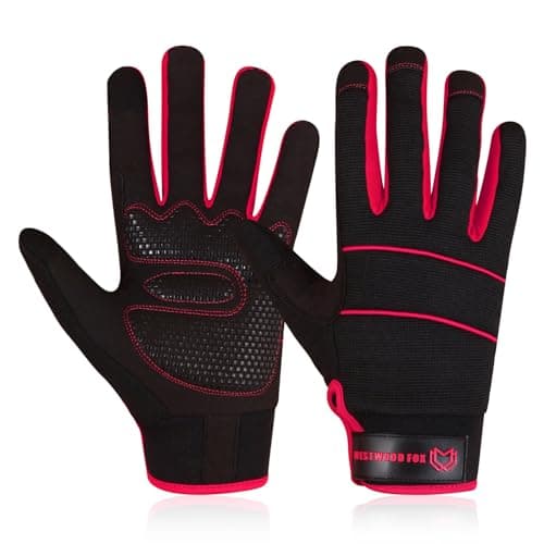 Image of Mens Working Gloves Utility Workman Mechanic Gloves Touch Screen Anti slip Palm Padded Knuckles Safety Work Gloves Rigger Mechanic (M, Black)