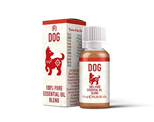Image of Mystix London | | Dog Chinese Zodiac Essential Oil Blend 10ml | 100% Pure & Natural | Aromatherapy Oil | Black Pepper, Cedarwood, Clove, Frankincense, Lemongrass, Petitgrain | Vegan, GMO Free