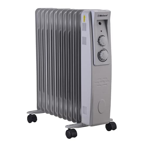 Image of Belaco 2500W Oil Filled Radiator Heater, 11 Fin Portable Electric Radiator with Adjustable Thermostat, Energy Saving Quiet Room Heater with Wheels & Safety Cut-Off, for Home & Office - Grey