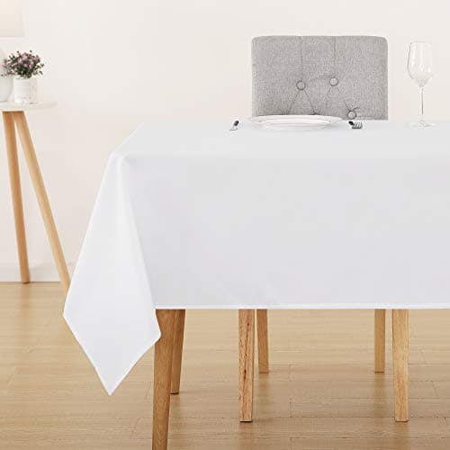 Image of Deconovo Christmas Decorations Oxford Decorative Water Resistant Rectangle Tablecloth for Kitchen 132x178cm(52x70in) White