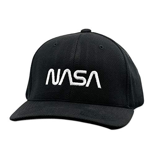 Image of NASA Embroidered Flexfit Adult Cool & Dry Sport Cap Hat - [Black][L/XL]