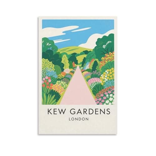 Image of FJIWECWSQ Kew Gardens London Vintage Travel Poster 08x12inch(20x30cm) Canvas Wall Art Painting Prints