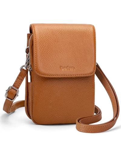 Image of befen Brown Crossbody Bag for Women Genuine Leather Phone Bag for Ladies Small Shoulder Bag for Women with RFID Blocking Card Slots