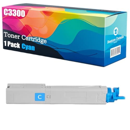 Image of High Yield C3300 43459433 43459434 43459435 43459436 Toner Cartridge Compatible for OKI C3300 C3300N C3400 C3400n C3450 C3600 Printer, Unleash High-Definition Printing (Cyan)