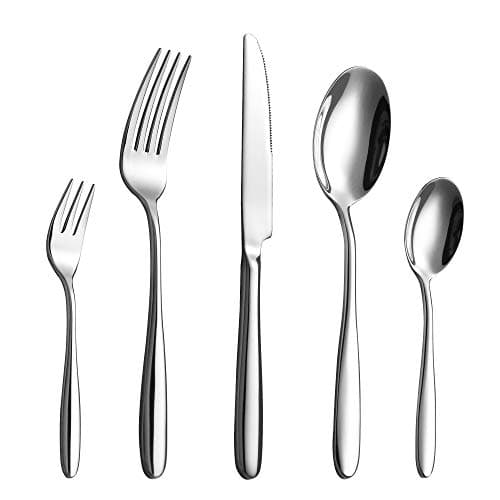 Image of Velaze 60 Piece Cutlery Set for 12 People, 18/10 Stainless Steel Flatware Set,Tableware Silverware Set with Spoon Knife and Fork Set, Dishwasher Safe/Easy Clean