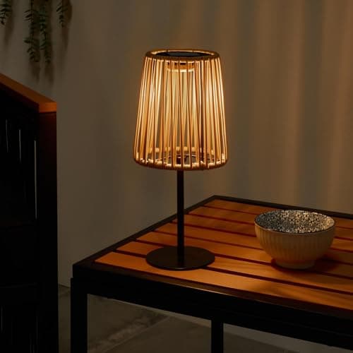 Image of OHS Solar Table Lamps Outdoor Garden, Weather-Resistant Solar Rechargeable Cordless Outdoor Lamps for Patio Balcony with Automatic Dusk Sensor String Light Home Decor Desk Lamp, Natural
