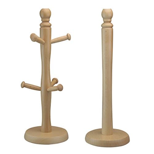 Image of Apollo Beech Mug Tree and Kitchen Roll Holder Natural