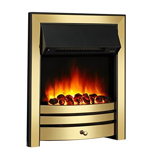 Image of Endeavour Fires Roxby Inset Electric Fire Brass Trim and Fret, 220/240Vac 1&2kW, 7 Day Programmable Remote Control Electric Fire (without spacer)