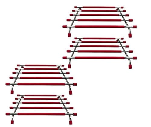Image of Pro Home Kitchen Trivet Stand Premium Worktop Saver Stainless Steel Stand Heat Resistant Anti Slip For Hot Cooking Pots & Pans (Red, Pack of 4)