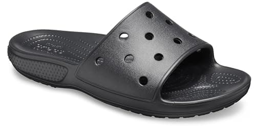 Image of Crocs Classic Slide, Unisex-Adults Sandal Sliders, Comfortable on Beach, in Black, Size M6W7 UK
