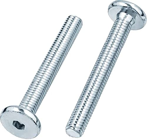 Image of M8 (8mm x 40mm) Silver Flat Head Furniture Screw Hex Drive Socket with Metric Thread Fully Threaded Bolts for Beds, Cots, Cribs and Chairs (Pack of 12) C10C