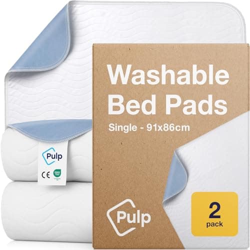 Image of 2 x PULP Essential Washable Incontinence Bed Pads | For Single Beds | Maximum Absorbency 100% Leakproof Kylie Sheets | Reusable Waterproof Bed Wetting Sheets For Adults, Children & Babies