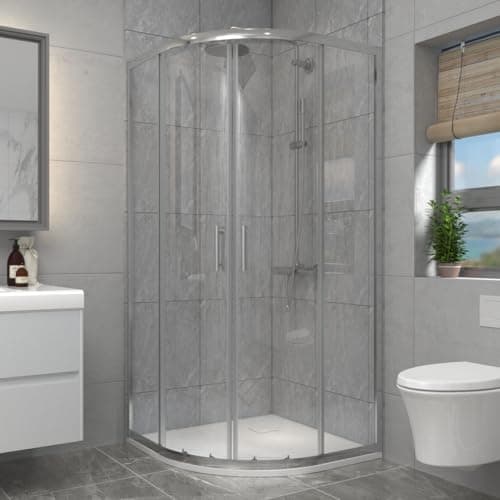 Image of Aquariss 900x760mm Chrome Framed Offset Quadrant Shower Enclosure Cubicle 6mm Sliding Tempered Glass Door Wetroom