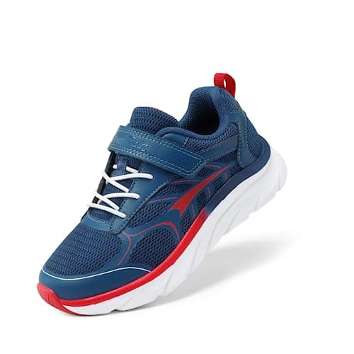 Image of DREAM PAIRS Boys Girls Trainers Tennis Running Shoes for Kids Breathable Athletic Sports Gym Sneakers,Size 12 Little Kid,Navy/RED,SDRS2326K