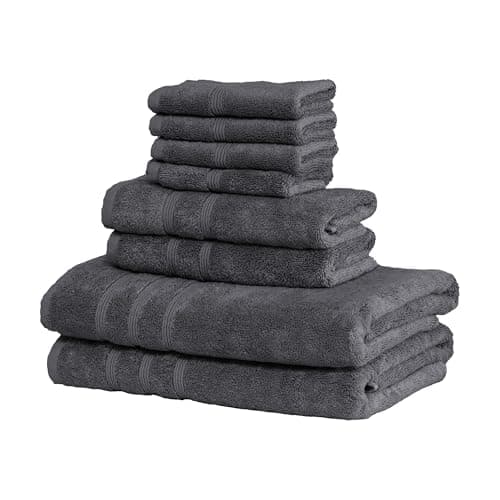 Image of Mosobam 8-piece Regular Bundle - Charcoal - 700 GSM Hotel Luxury Bamboo - Aegean Turkish Combed Cotton, Dark Grey (Gray) Towel