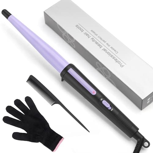 Image of Hair Curling Wand, 13-25mm Tapered Curling Iron, Professional Ceramic Hair Curler Wand with Heat-Resistant Glove, Dual Voltage