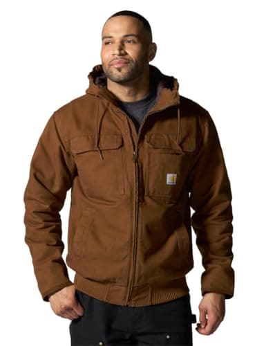 Image of Carhartt Men's Workwear Jacket Full Swing Loose Fit Washed Duck Insulated Active Jacket - Freedom of Movement Meets Robust Warmth, Red Duck, M