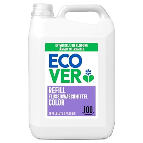 Image of Ecover Detergent Colour Refill Pack Liquid with Apple Blossom and Freesia Scent, 100 Washes, 1 x 5 L