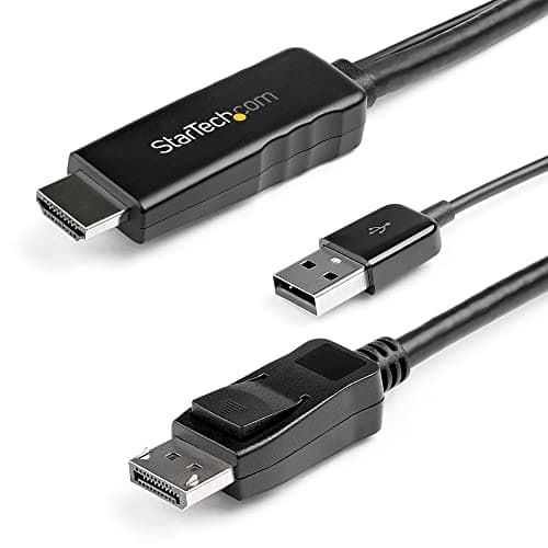 Image of StarTech.com 2m (6ft) HDMI to DisplayPort Cable 4K 30Hz - Active HDMI 1.4 to DP 1.2 Adapter Converter Cable with Audio - USB Powered - Mac & Windows - HDMI Laptop to DP Monitor - Male/Male (HD2DPMM2M)