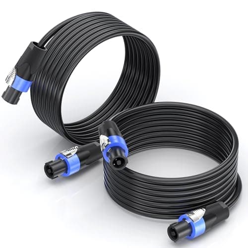 Image of Jumwa 2pack 10M Speakon Cables with Twist Lock for Audio Amplifier 15AWG 2 Wires Speaker Cables for DJ/PA Heavy Duty Audio